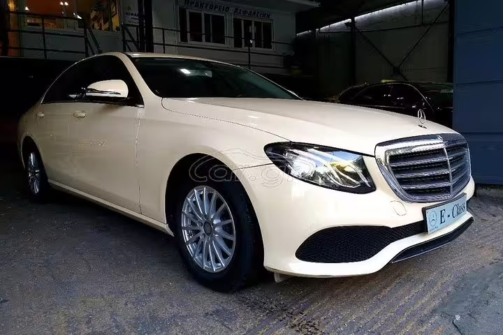 Luxury Mercedes sedan for private transfer from Athens to Nikiana Lefkada, comfortable long-distance chauffeur service