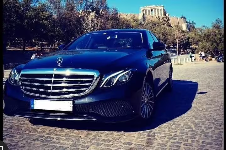 Luxury Mercedes sedan in Athens for private transfer from Lefkada to Athens with professional driver service
