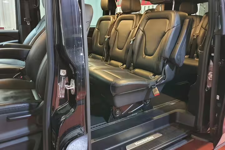 Luxury Mercedes van interior for private transfer from Chamartín Train Station to Madrid city center