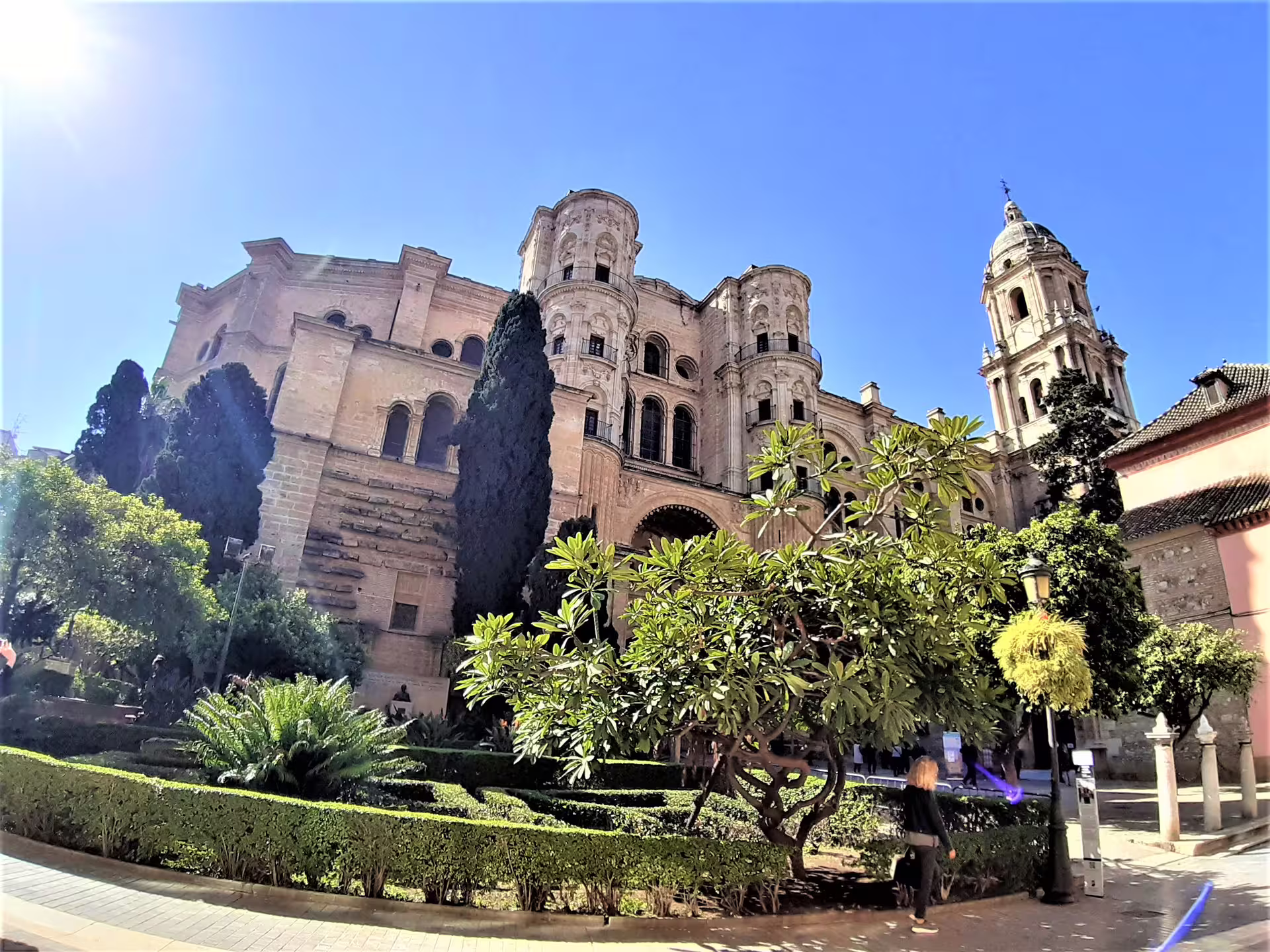 Malaga private full day tour view of Malaga Cathedral and gardens, with hotel pick-up and local guide