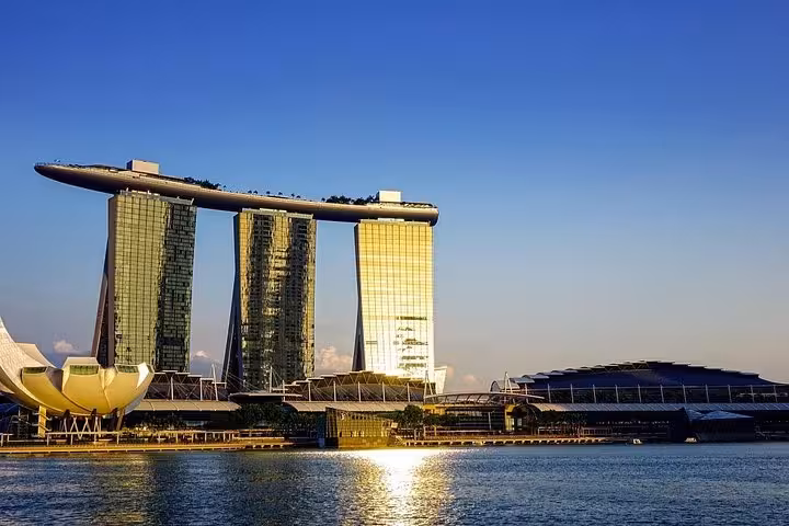 Marina Bay Sands waterfront view at sunset, 6-hour Singapore private tour by car or minibus with driver