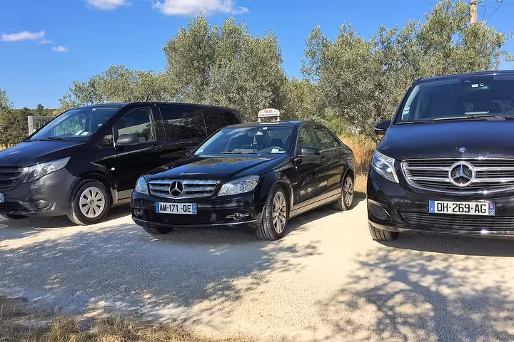 Mercedes sedan and vans for private transfer from Marseille Airport to Barcelona, door-to-door service