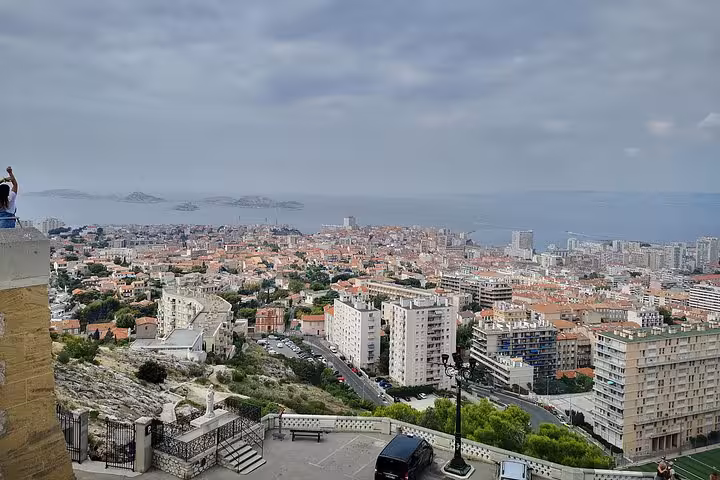 Panoramic Marseille city view from Notre-Dame de la Garde, seen on private full-day shore excursion tour