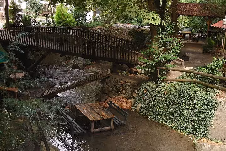 Wooden footbridge over Masukiye creek, a nature stop on Sapanca and Masukiye day tour from Istanbul