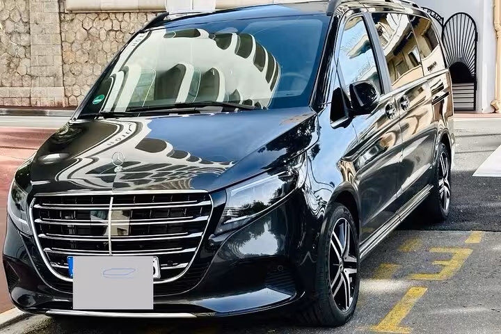 Luxury Mercedes V-Class private airport transfer Marseille Provence Airport to Barcelona with chauffeur