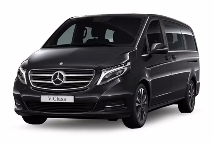 Luxurious Mercedes V-Class van for comfortable transportation during Franciacorta and Sirmione Castle tours.