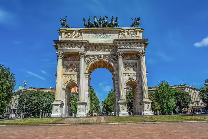Explore Milan's iconic Arco della Pace on a private sightseeing tour, offering captivating views and rich historical insights.