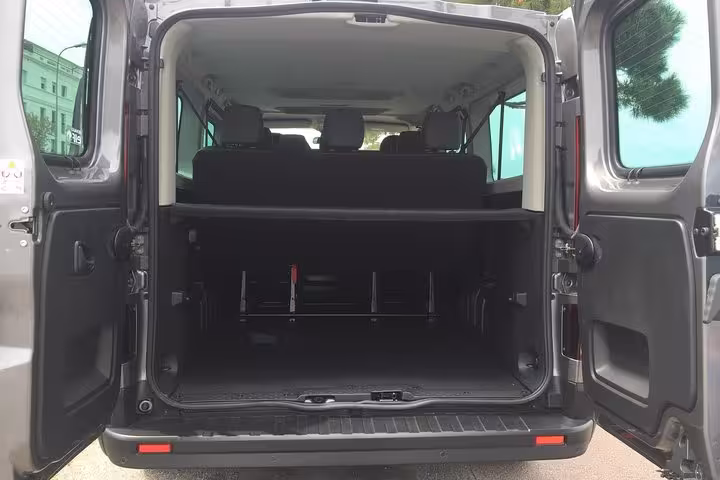 Rear luggage space in minivan for private transfer Marseille to Nice, ample baggage room for travelers