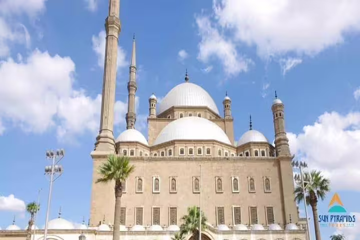 Mohamed Ali Mosque Cairo with domes and minarets, visited on day tour to Cairo from Alexandria