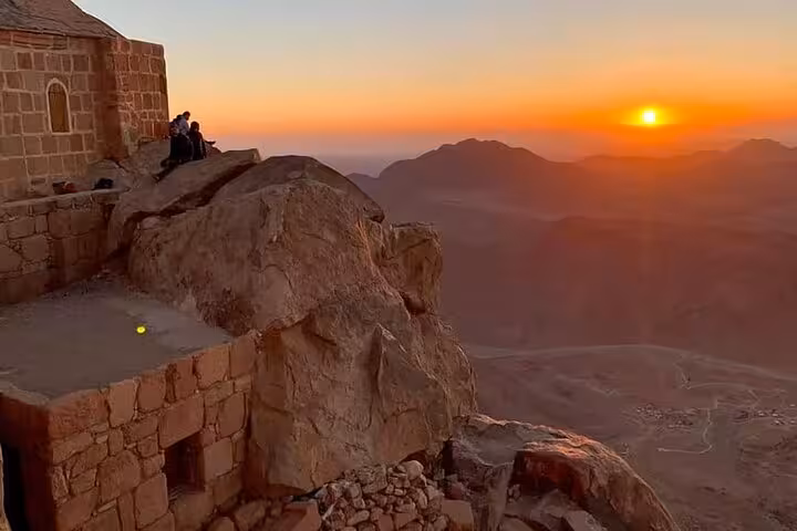Sunrise view from Mount Sinai near St Catherine Monastery, a top Sharm El Sheikh day trip in Egypt