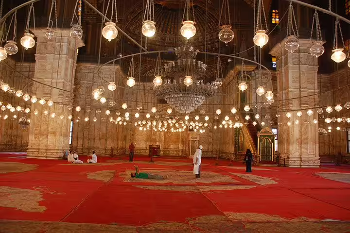 Inside Muhammad Ali Alabaster Mosque in Cairo Citadel, a highlight on private day trip with guide
