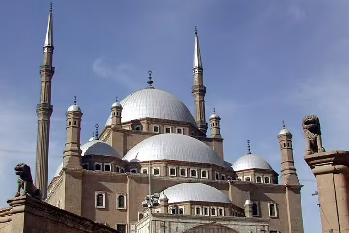 Muhammad Ali Mosque domes and minarets at Cairo Citadel, iconic landmark on a 4-day Cairo city tour