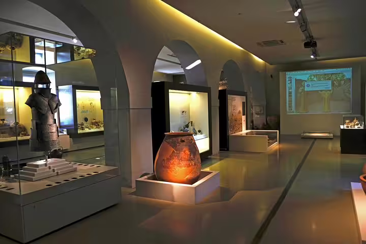 Mycenae museum gallery with artifacts and exhibits, included on Epidaurus Mycenae Nafplio private day tour