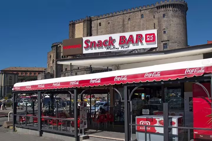 Naples Snack Bar meeting point for VIP small-group tour to Pompeii and Herculaneum ruins