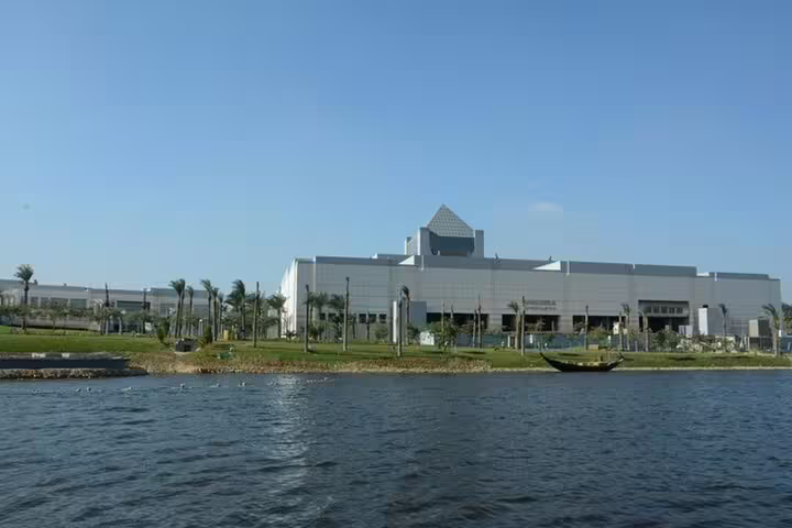 Exterior view of the National Museum of Egyptian Civilization by the lake, Cairo stop from Alexandria Port