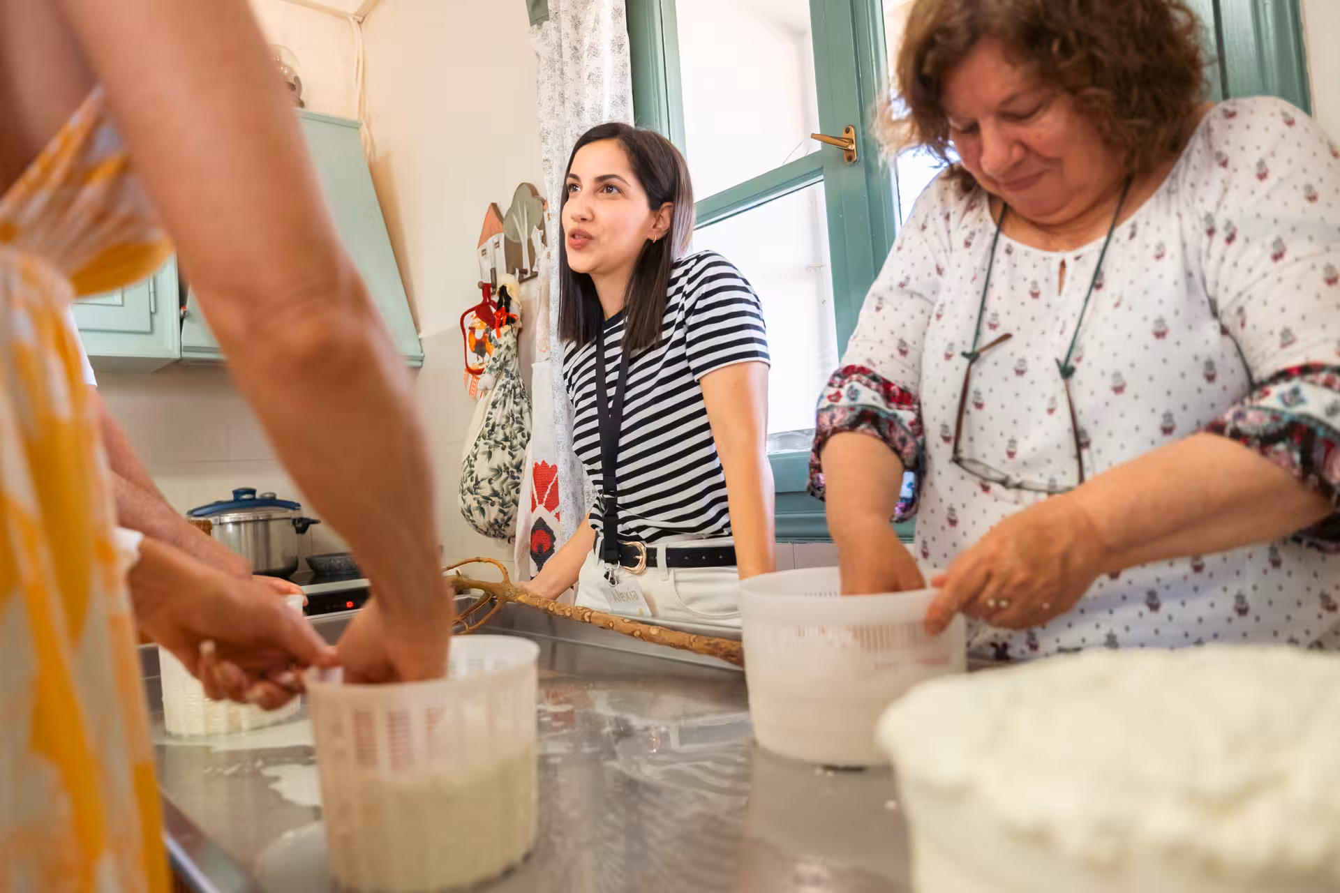 Hands-on Naxos cheese-making workshop with locals, part of the Naxos Cheese & Wine Trails food and wine experience