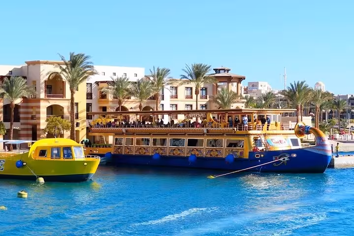 Nefertari Cruise docked in Marsa Alam marina, Red Sea tour with lunch or dinner and hotel pickup
