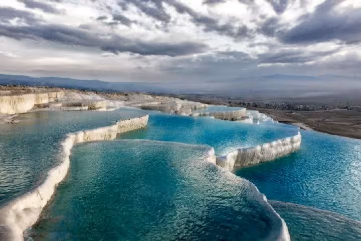 Pamukkale travertine terraces and thermal pools in Turkey, scenic stop on 4 Days 7 Churches of Revelation tour