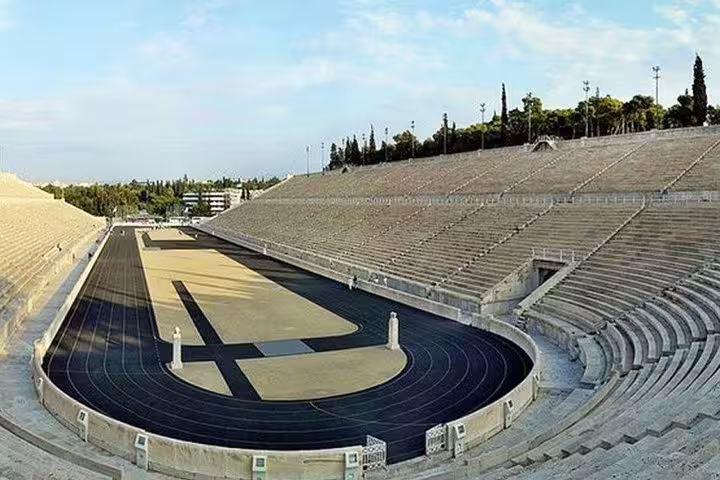 Panathenaic Stadium in Athens, a key stop on a full-day private Athens and Cape Sounion tour with meal