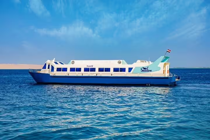 Panorama semi-submarine boat on the Red Sea in Hurghada, Egypt, for snorkeling and reef viewing tour