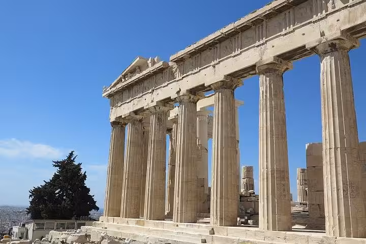 Parthenon columns on the Acropolis, Athens, ideal landmark stop after private airport arrival orientation tour