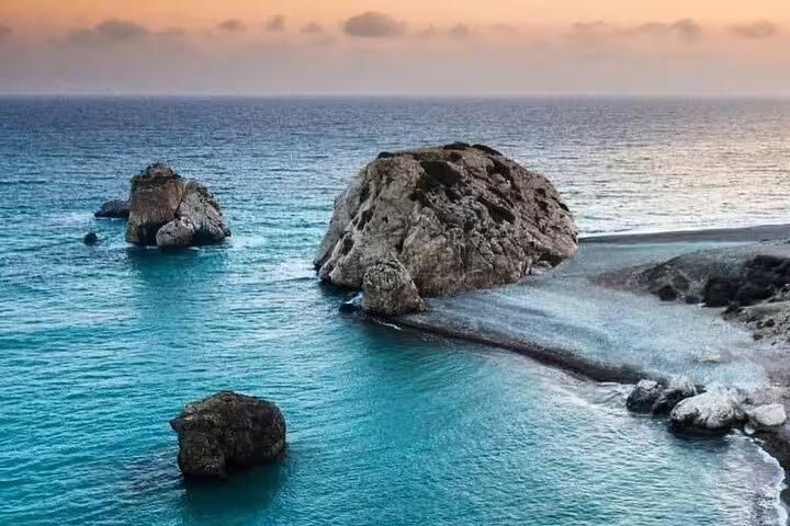 Petra tou Romiou Aphrodite’s Rock seascape on Cyprus coast, a highlight of the Aphrodite Experience day tour