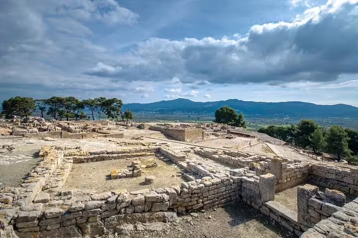 Phaistos Palace archaeological ruins with sweeping Messara Plain views on a private day trip from Heraklion