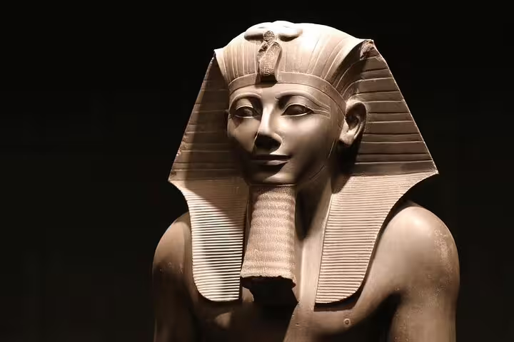 Ancient Egyptian pharaoh statue at Luxor Museum, highlight of half-day Luxor and Mummification Museums tour