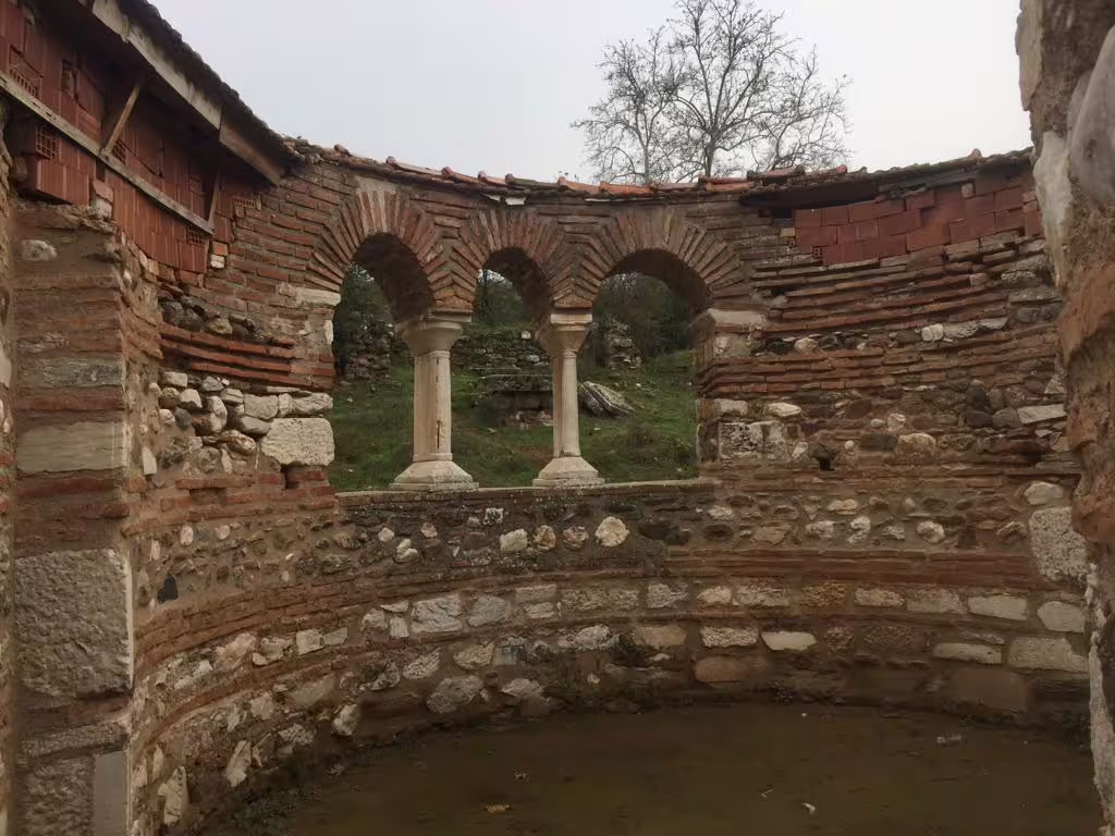 Brick arches and stone ruins at ancient Philadelphia site, visited on Istanbul to Seven Churches of Asia Minor tour