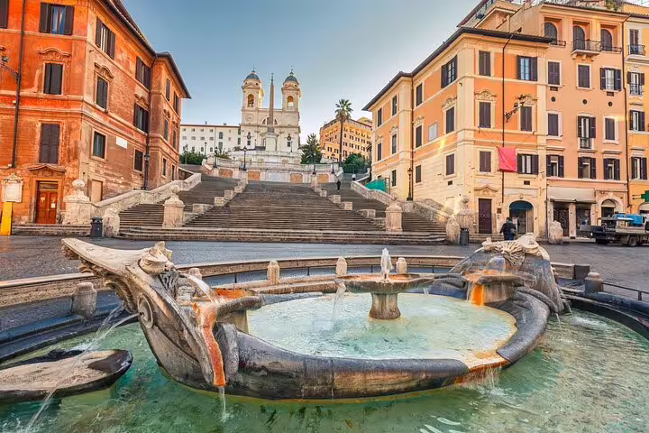 Piazza di Spagna and Fontana della Barcaccia at Spanish Steps, Rome audio GPS walking tour highlight