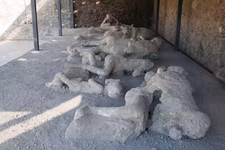 Preserved plaster casts of Pompeii victims capture a haunting glimpse into life frozen by Mt. Vesuvius's eruption.