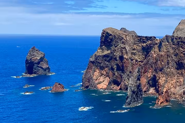 Ponta São Lourenço sea cliffs and volcanic rock stacks on Madeira East 4x4 expedition route