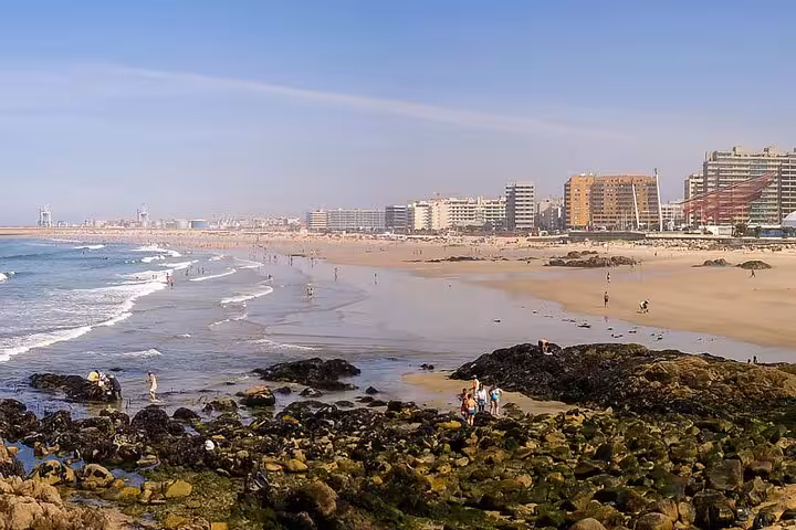 Expansive view of Porto's beautiful beaches and coastline, perfect for exploring on a bike tour.