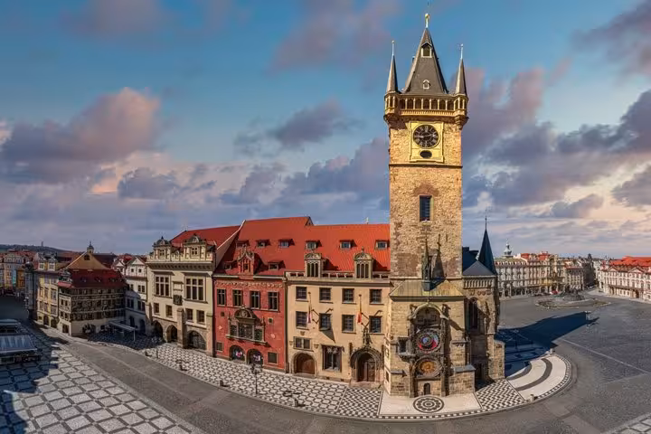 Prague Old Town Hall and Astronomical Clock view, stop on Vienna to Prague private transfer via Cesky Krumlov