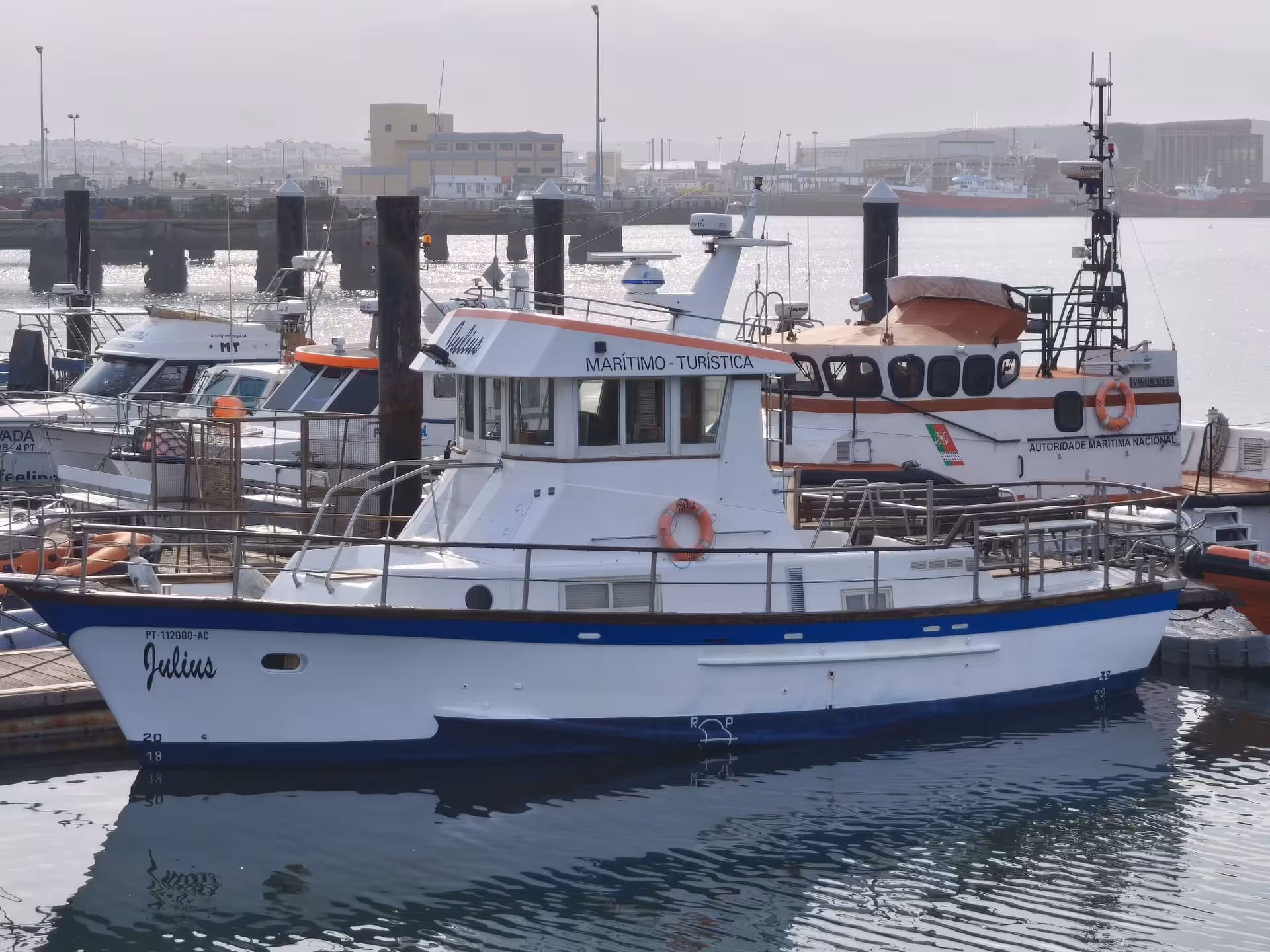 Premium Pack Berlengas ferry boat docked at Peniche marina, ready for island cruise and coastal sightseeing