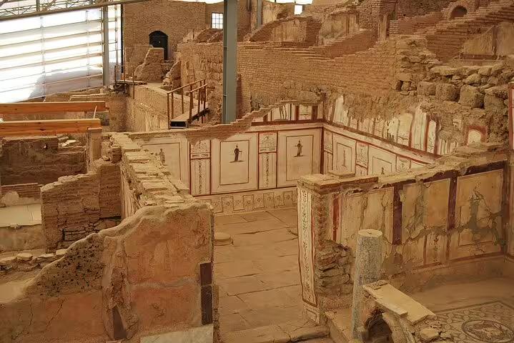 Experience the preserved frescoes of Ephesus' Terrace Houses on a private tour with entry fees and lunch included.