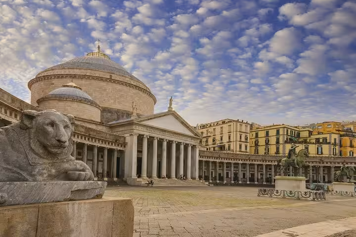 Explore Piazza del Plebiscito's grandeur on a private tour from Sorrento, featuring historic architecture in Naples.