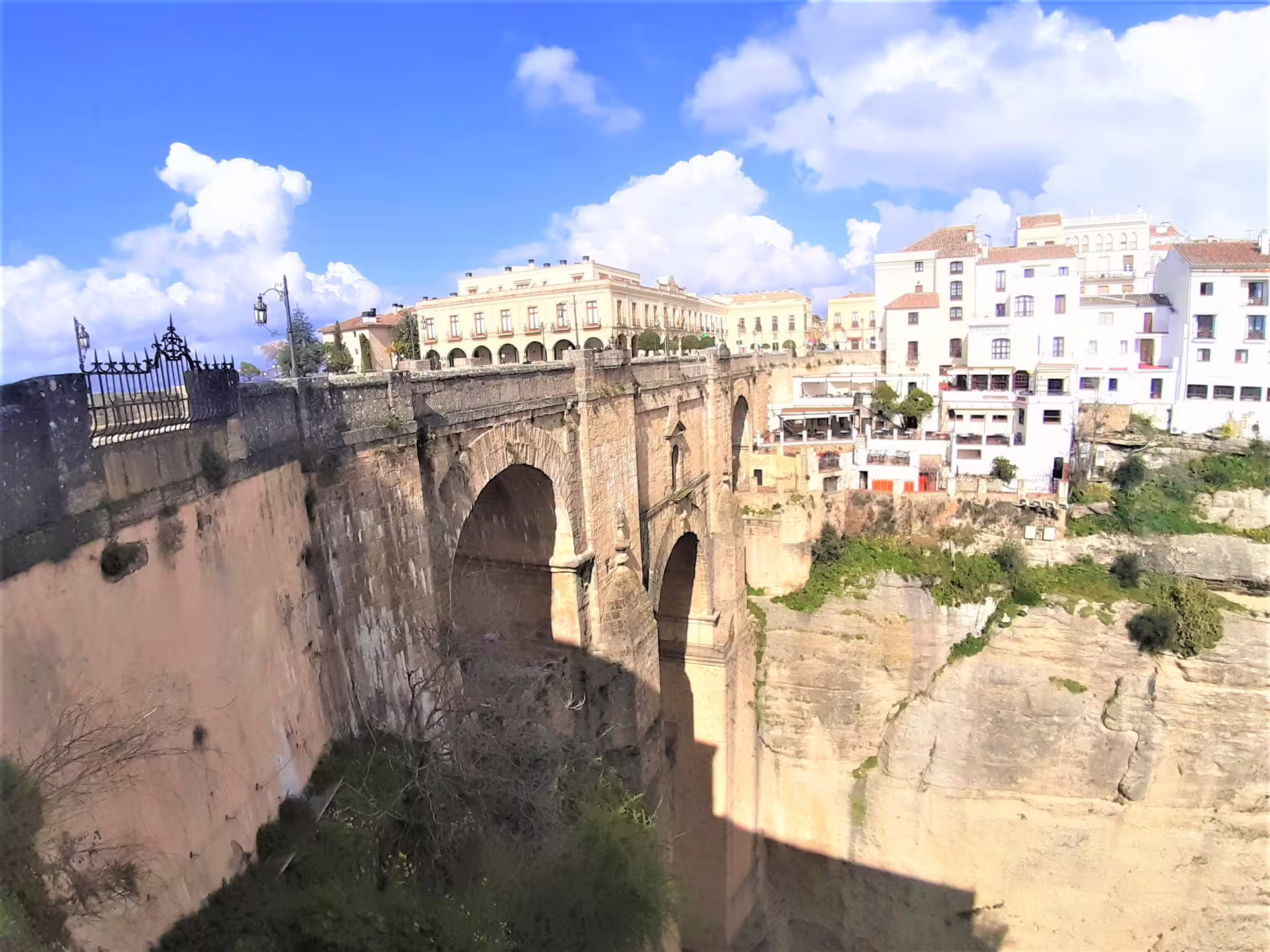 Puente Nuevo bridge over El Tajo gorge in Ronda, Spain, seen on a guided group walking tour with scenic views