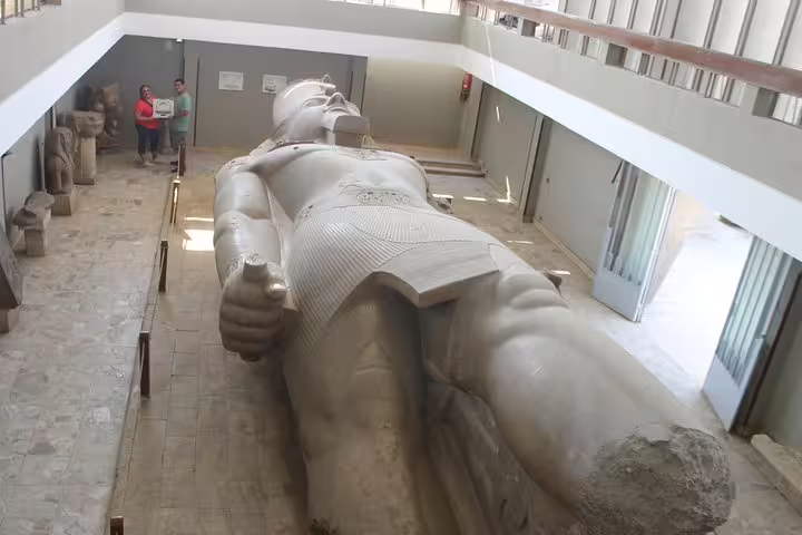 Colossal Ramses II statue at Memphis open-air museum, a highlight of Cairo luxury pyramids day tour