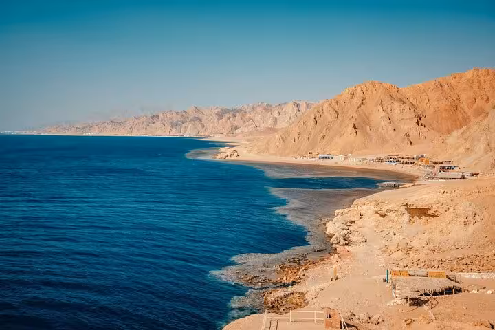 Panoramic Ras Mohamed coastline by Sharm El Sheikh, Red Sea views on Magic Lake half-day snorkeling trip