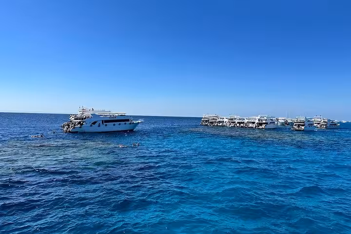 VIP cruise boats at Ras Mohammed and White Island, Sharm El Sheikh, with snorkeling in clear Red Sea