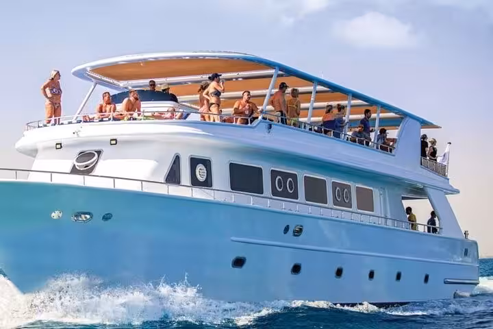 Luxury VIP yacht cruise to Ras Mohammed and White Island in Sharm El Sheikh with onboard seafood lunch