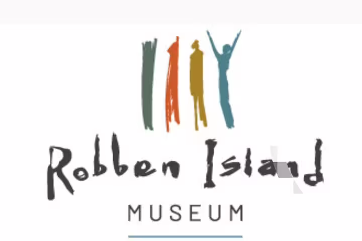 Robben Island Museum logo featuring colorful, vertical figures symbolizing heritage and culture.