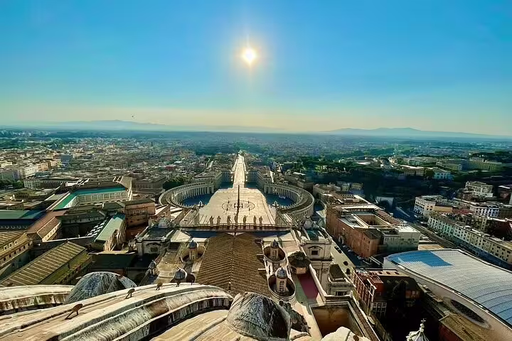 Panoramic sunrise view over St Peter’s Square and Vatican City included in Rome two days private chauffeured tour