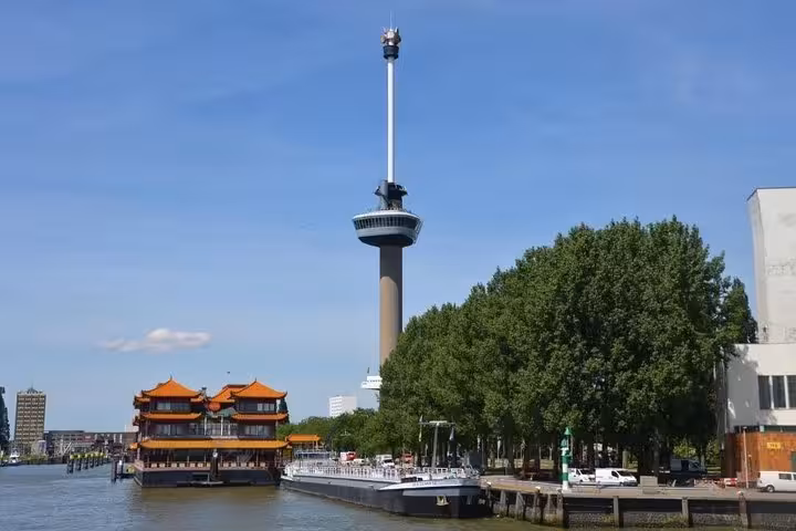 Euromast tower and Rotterdam waterfront, ideal start point for private transfer to Schiphol Airport Amsterdam