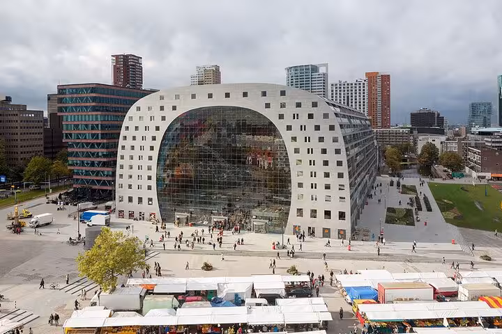Rotterdam Markthal and city square, popular pickup area for Rotterdam to Schiphol Airport and Amsterdam transfer