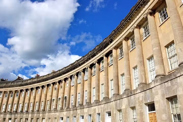 Royal Crescent Georgian terrace in Bath on private London to Windsor Castle, Stonehenge and Bath day trip