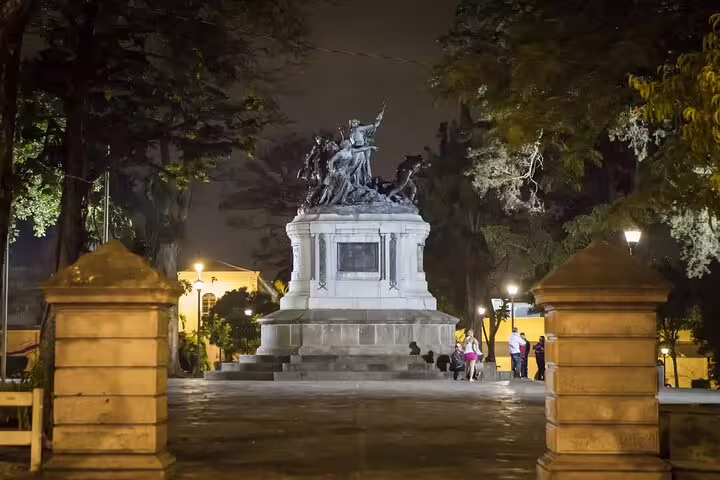 The illuminated National Monument in San Jose's Parque Nacional is a focal point of the San Jose By Night tour.