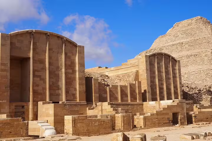 Saqqara funerary complex near the Step Pyramid, included in Giza Pyramids, Saqqara and Memphis private tour