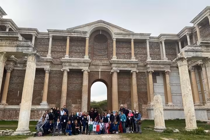 Group visit to the grand Sardis Gymnasium, Seven Churches of Revelation private guided tour, Turkey